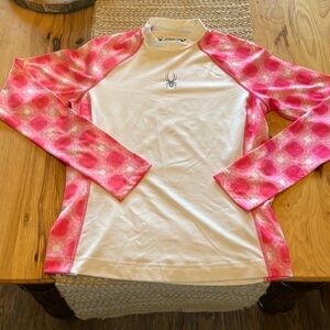 Spyder Pink and White long sleeve top size Small